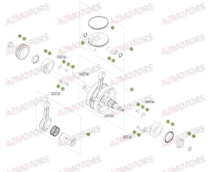 Vilebrequin Piston AZMOTORS PiÃ¨ces Beta RR 4T 350 Enduro - 2016