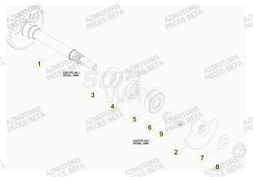 Arbre Equilibrage AZMOTORS PiÃ¨ces BETA RR 4T 350 RACING - (2016)

