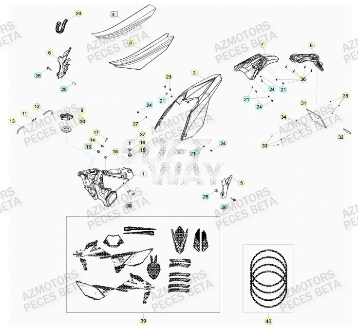 Carenage Arriere AZMOTORS PiÃ¨ces BETA RR 4T 350 RACING - (2016)

