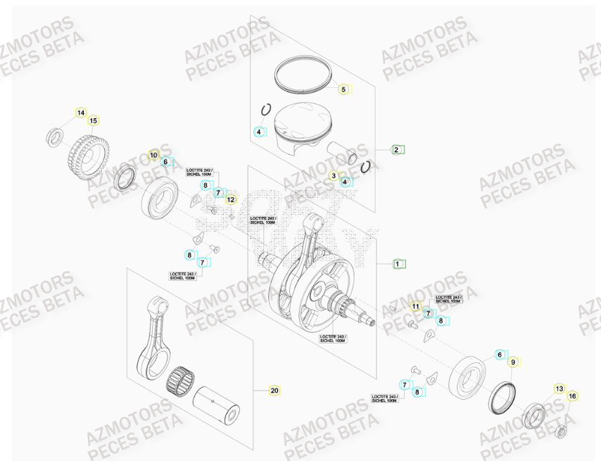 Vilebrequin AZMOTORS PiÃ¨ces BETA RR 4T 350 RACING - (2016)

