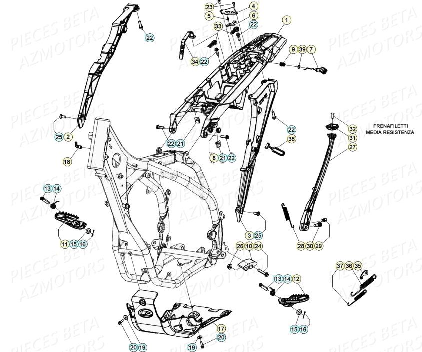 Accessoires Du Chassis AZMOTORS PiÃ¨ces BETA RR 4T RACING 350 - (2020)


