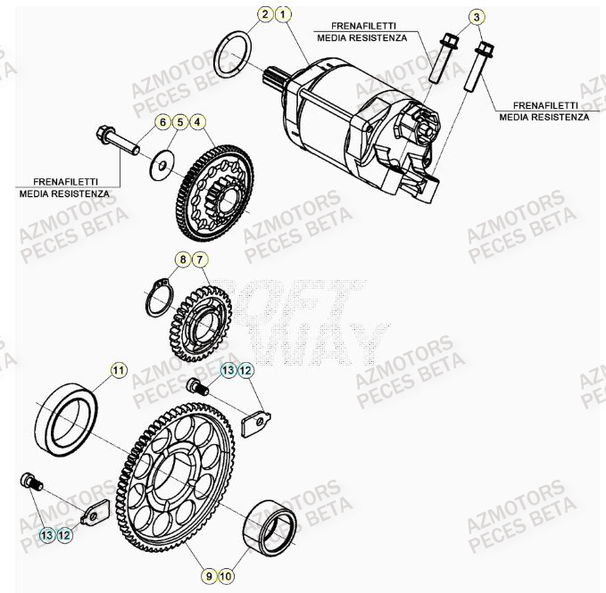 Demarreur AZMOTORS PiÃ¨ces BETA RR 4T RACING 350 - (2021)

