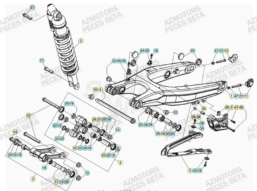 Bras Oscillant AZMOTORS PiÃ¨ces BETA RR 4T RACING 350 - (2022)


