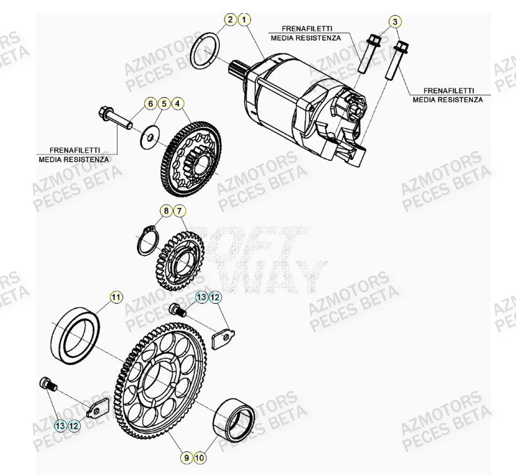 Demarreur AZMOTORS PiÃ¨ces BETA RR 4T RACING 350 - (2022)

