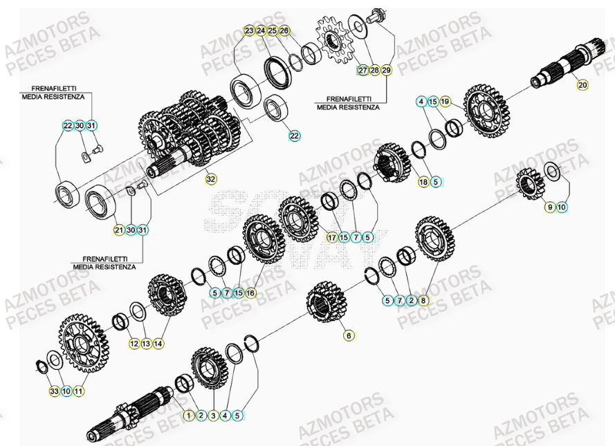 PIGNON Z.15 - BETA pour TRANSMISSION de RR 350 RACING 23