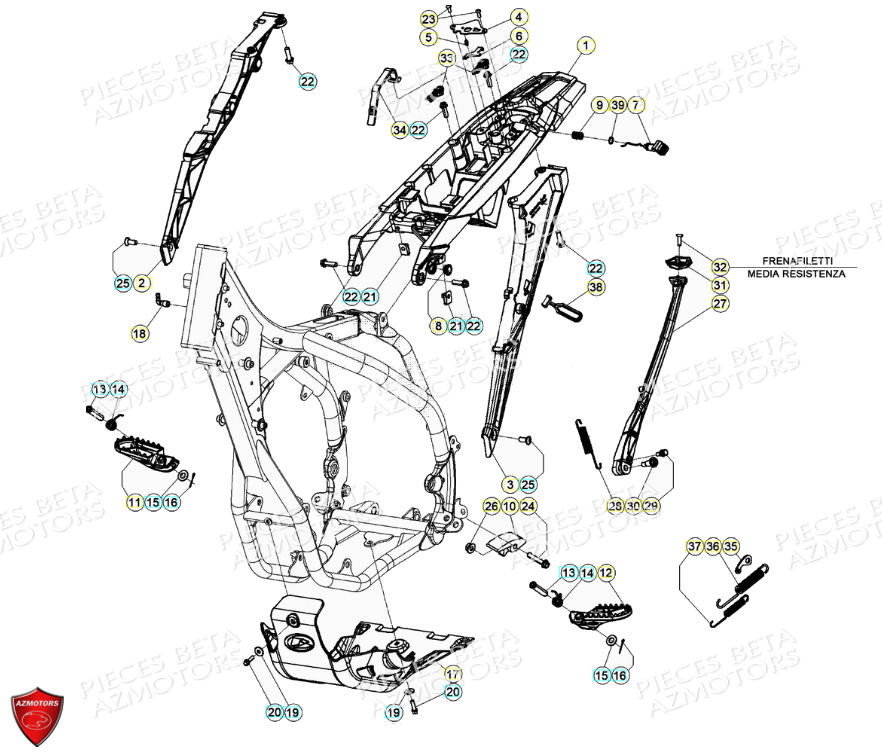Accessoires Du Chassis AZMOTORS PiÃ¨ces Beta RR 4T 390 Enduro - (2021)