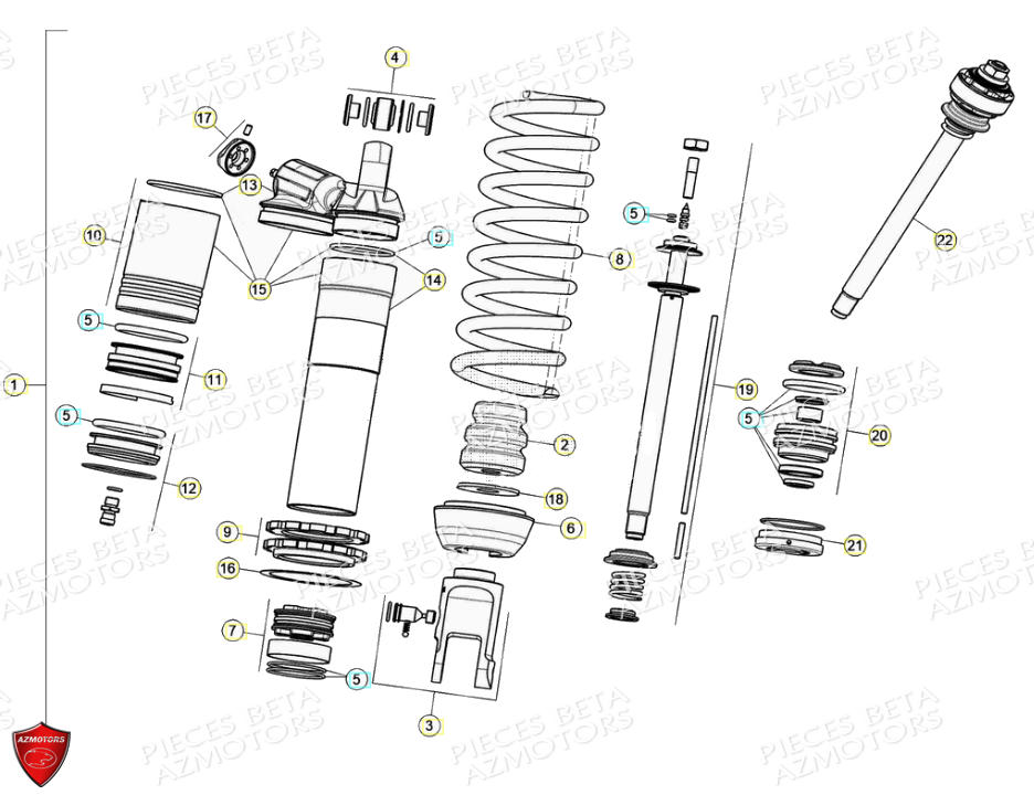 Amortisseur Suspension Arriere AZMOTORS PiÃ¨ces Beta RR 4T 390 Enduro - (2021)