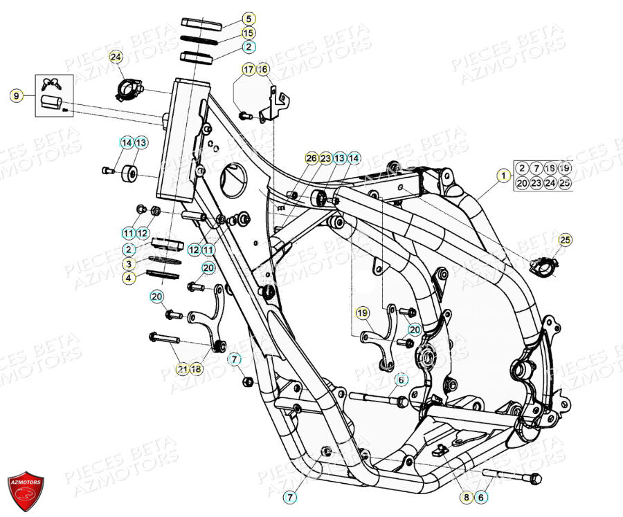Chassis AZMOTORS PiÃ¨ces Beta RR 4T 390 Enduro - (2021)