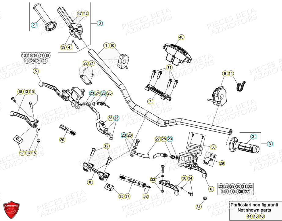 Commandes Guidon AZMOTORS PiÃ¨ces Beta RR 4T 390 Enduro - (2021)