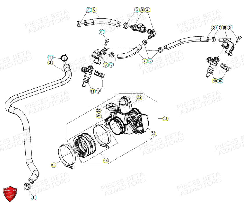 Corps D Injection AZMOTORS PiÃ¨ces Beta RR 4T 390 Enduro - (2021)