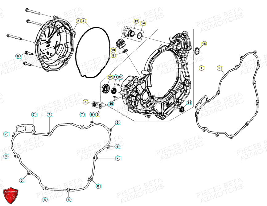 Couvercle Carter Embrayage AZMOTORS PiÃ¨ces Beta RR 4T 390 Enduro - (2021)
