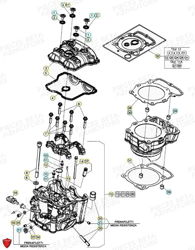 Cylindre Culasse AZMOTORS PiÃ¨ces Beta RR 4T 390 Enduro - (2021)
