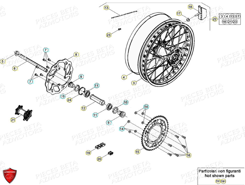 Roue  Arriere AZMOTORS PiÃ¨ces Beta RR 4T 390 Enduro - (2021)