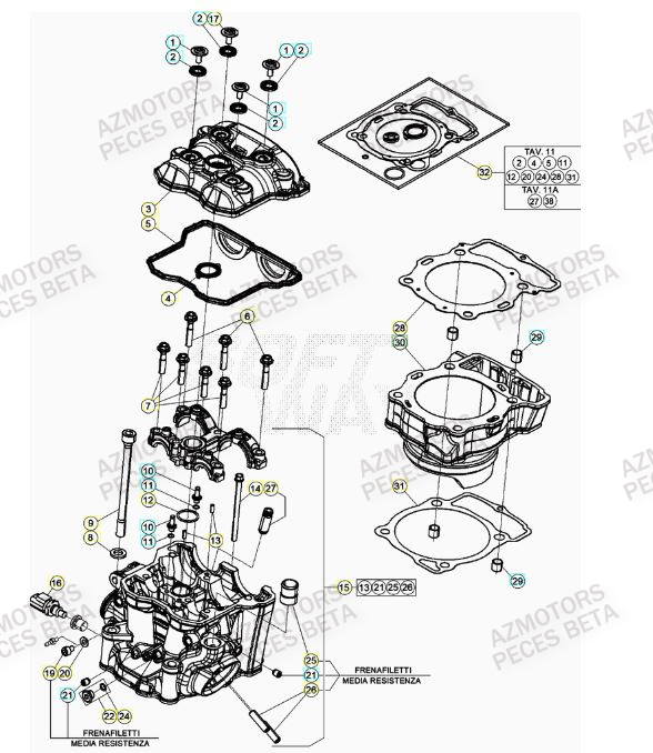 Cylindre AZMOTORS PiÃ¨ces Beta RR 4T 390 Enduro - (2023)