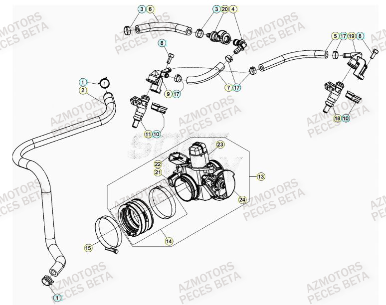 Injection AZMOTORS PiÃ¨ces Beta RR 4T 390 Enduro - (2023)