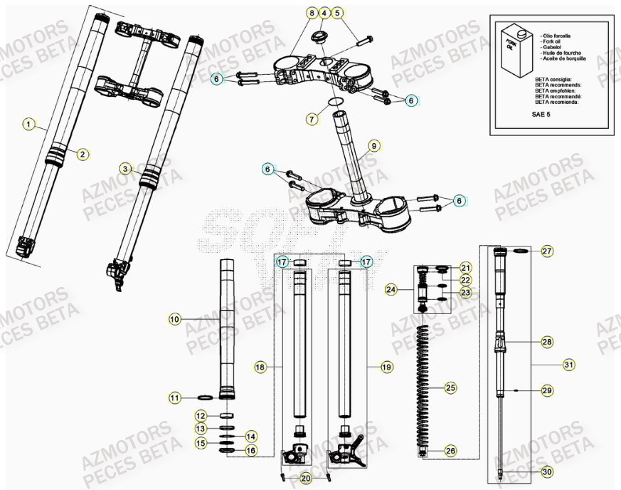 Fourche AZMOTORS PiÃ¨ces BETA RR 4T RACING 390 - (2021)

