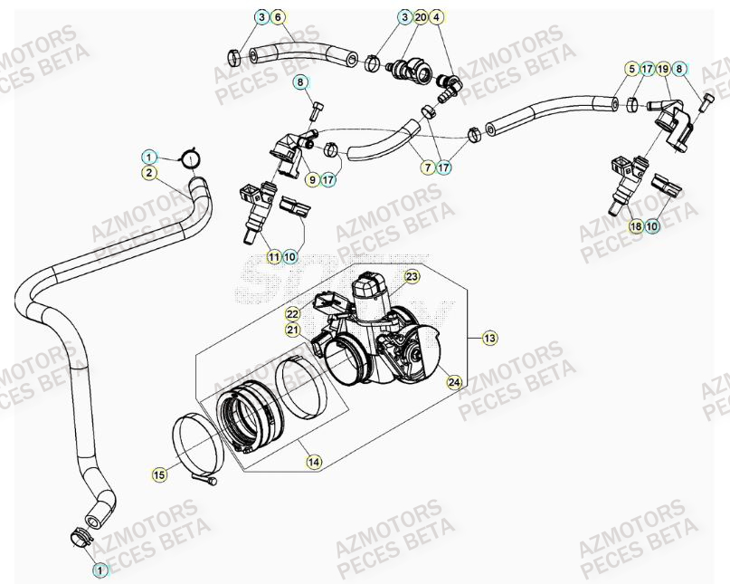 Injection AZMOTORS PiÃ¨ces BETA RR 4T RACING 390 - (2021)


