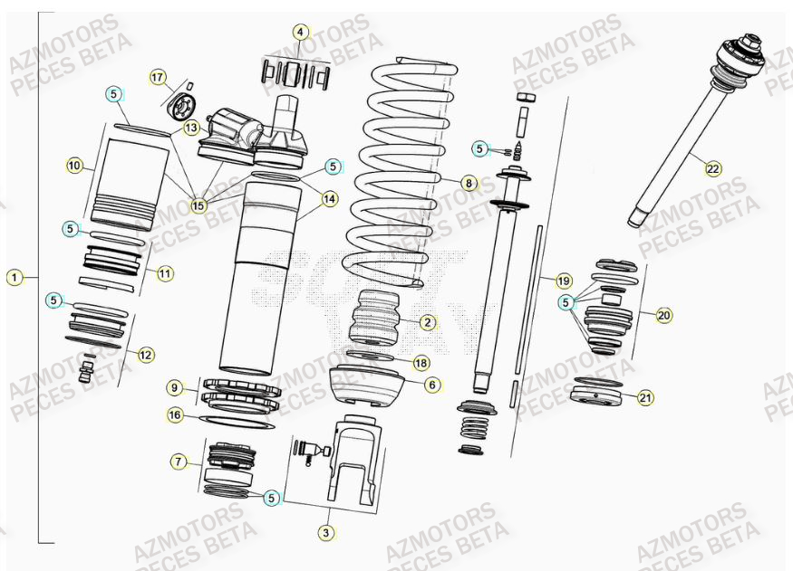 Amortisseur AZMOTORS PiÃ¨ces BETA RR 4T RACING 390 - (2022)

