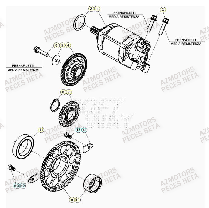 Demarreur AZMOTORS PiÃ¨ces BETA RR 4T RACING 390 - (2022)

