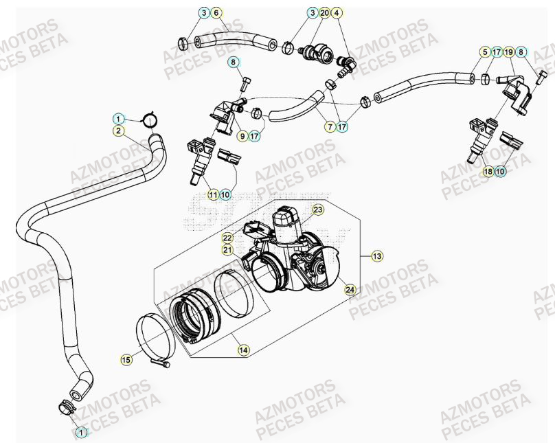 Injection AZMOTORS PiÃ¨ces BETA RR 4T RACING 390 - (2023)


