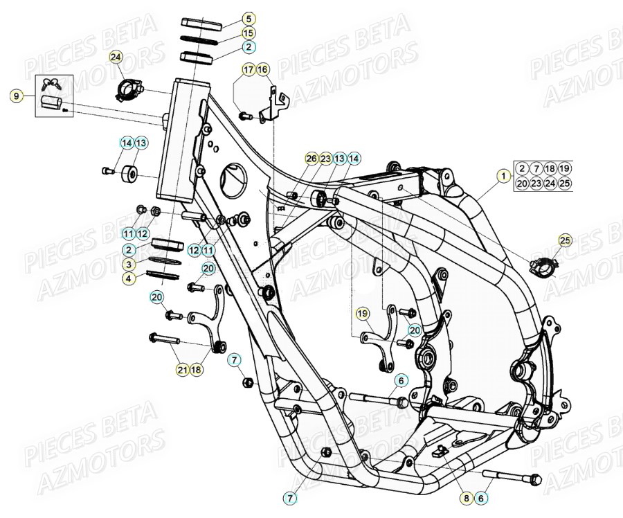 Chassis AZMOTORS PiÃ¨ces Beta RR 4T 430 Enduro - (2021)