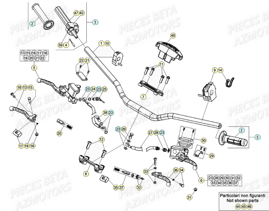 Commandes Guidon AZMOTORS PiÃ¨ces Beta RR 4T 430 Enduro - (2021)