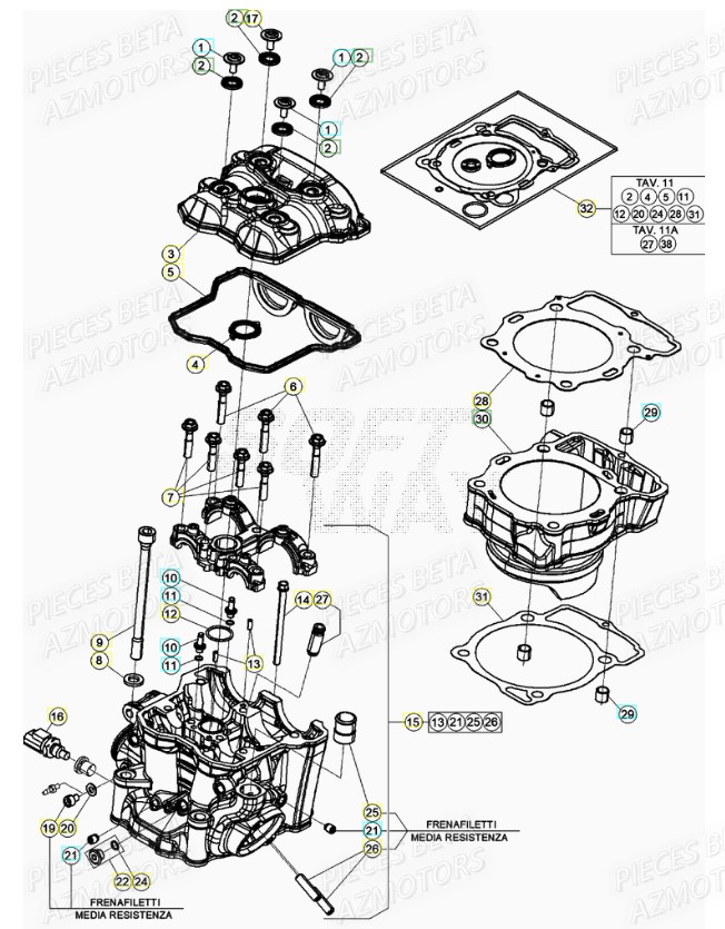Cylindre Culasse AZMOTORS PiÃ¨ces Beta RR 4T 430 Enduro - (2021)