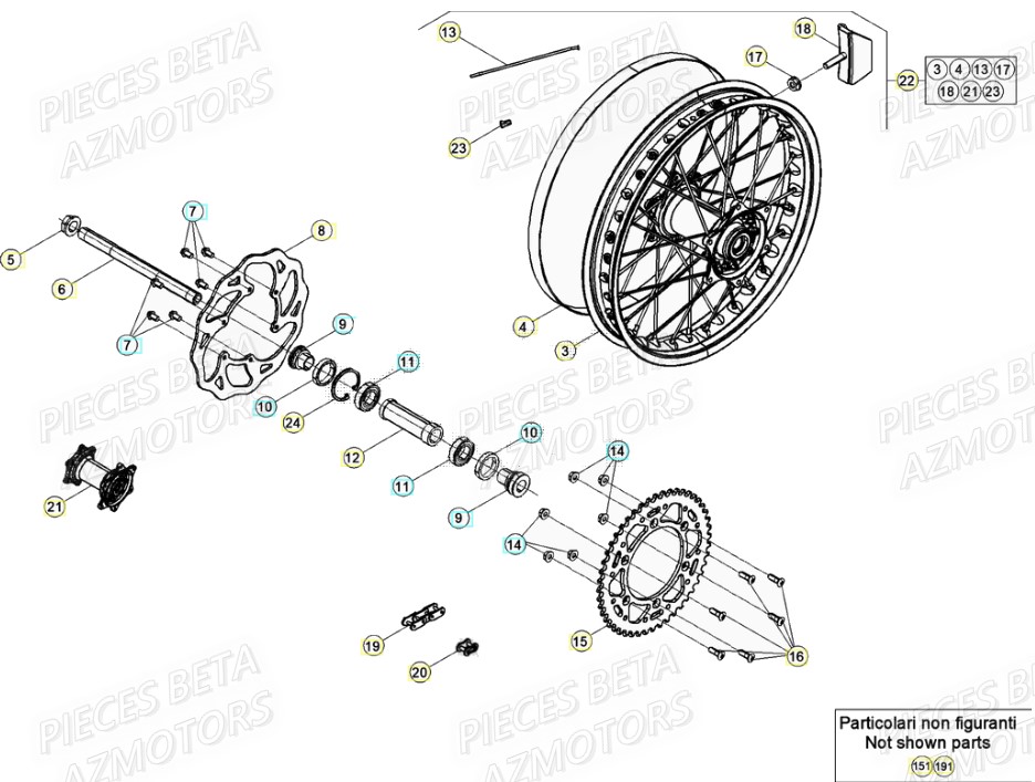 Roue  Arriere AZMOTORS PiÃ¨ces Beta RR 4T 430 Enduro - (2021)