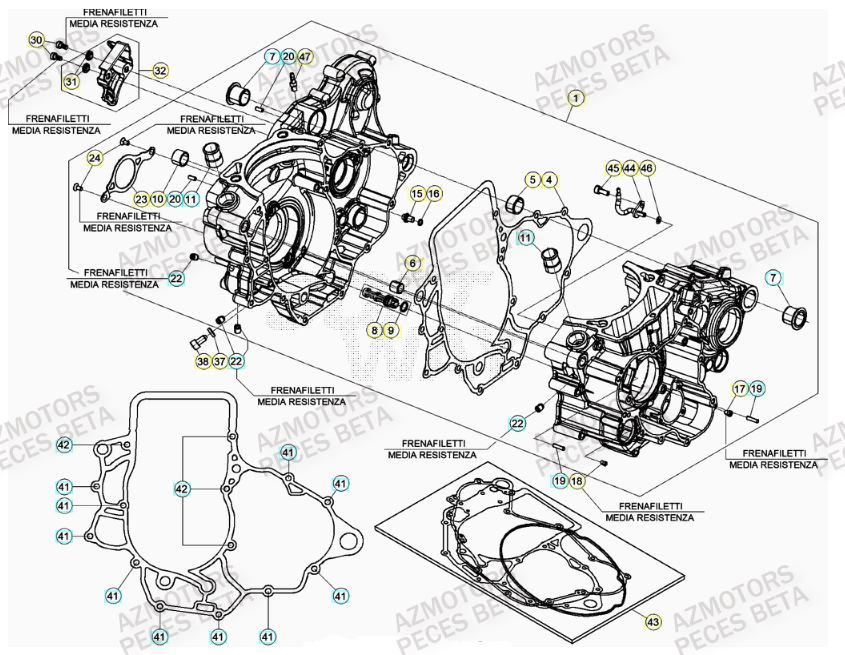 Carter Moteur AZMOTORS PiÃ¨ces Beta RR 4T 430 Enduro - (2022)