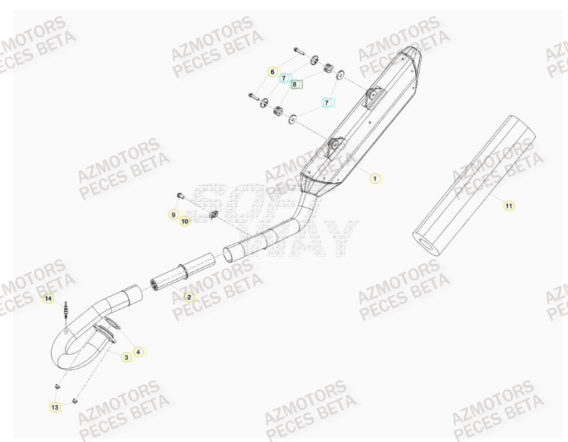Echappement AZMOTORS PiÃ¨ces BETA RR 4T 430 RACING - (2016)

