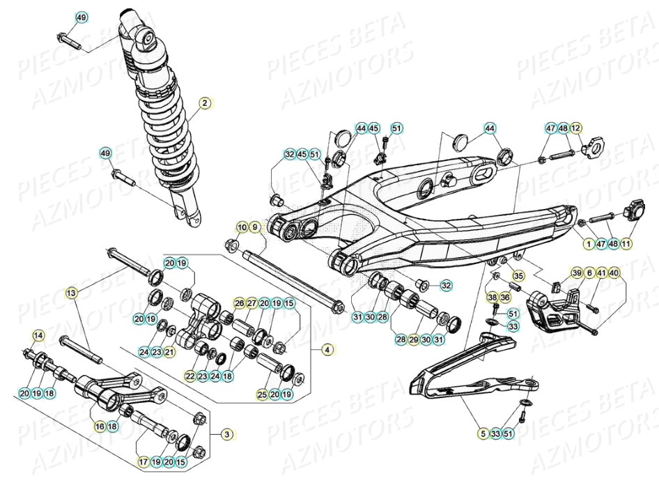 Bras Oscillant Amortisseur AZMOTORS PiÃ¨ces BETA RR 4T RACING 430 - (2020)

