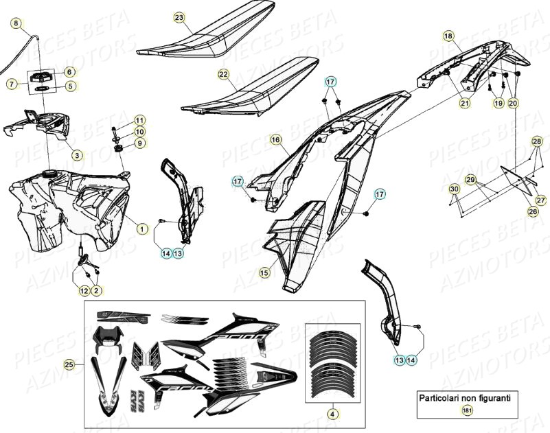 AUTOCOLLANT JANTES RR RACING - BETA pour CARENAGES ARRIERE de RR 430 RACING 20