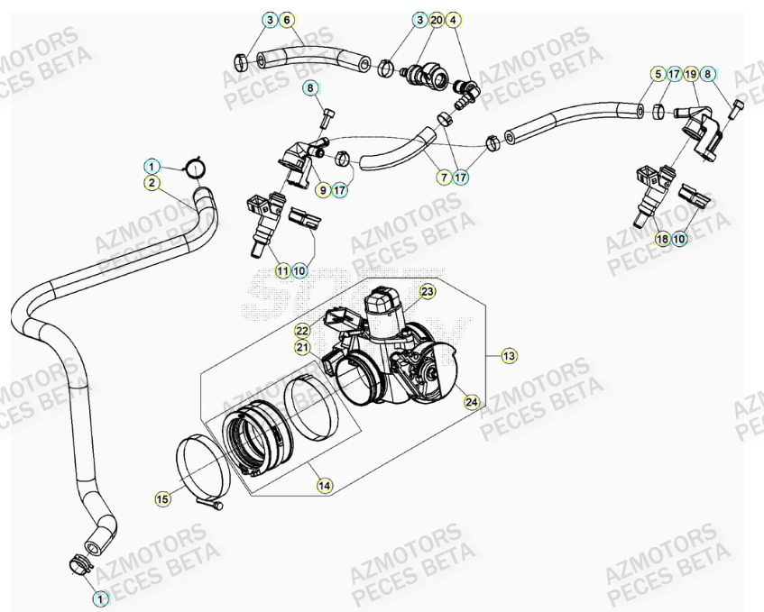 Injection AZMOTORS PiÃ¨ces BETA RR 4T RACING 430 - (2021)

