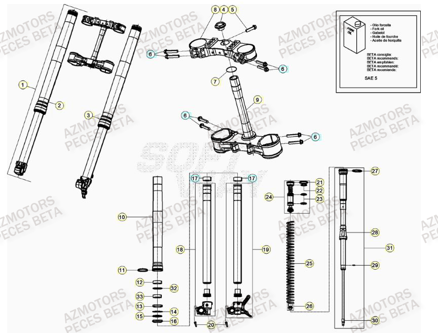 Fourche AZMOTORS PiÃ¨ces BETA RR 4T RACING 430 - (2023)

