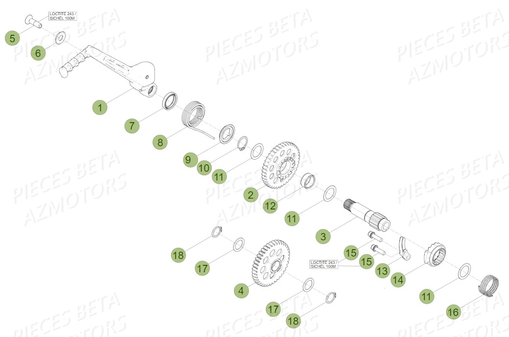 Kick Starter AZMOTORS PiÃ¨ces Beta RR 4T 450 Enduro - 2010