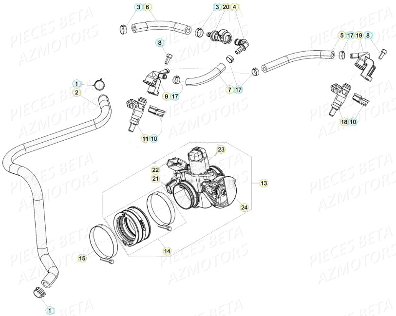 Carburation Injection AZMOTORS PiÃ¨ces Beta RR 4T 480 Enduro - (2020)