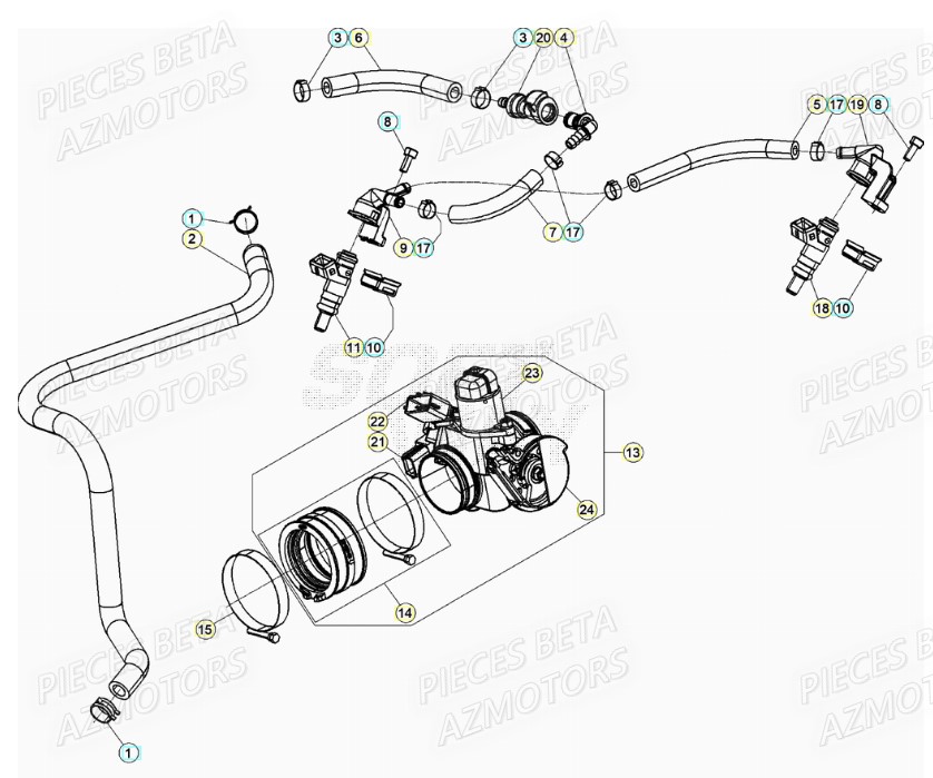 Corps D Injection AZMOTORS PiÃ¨ces Beta RR 4T 480 Enduro - (2021)