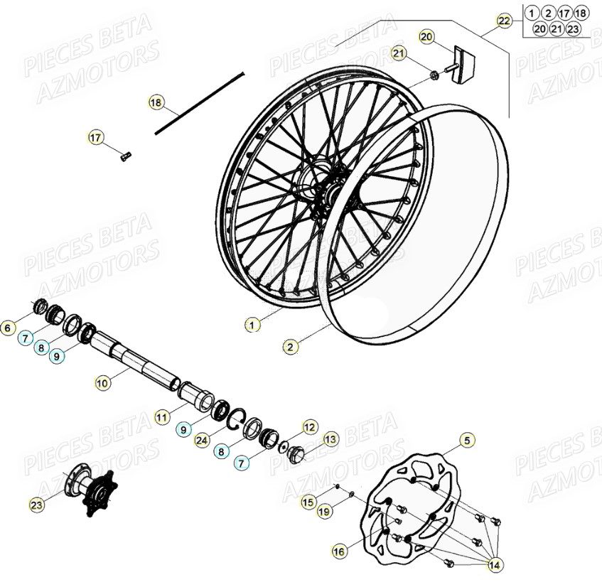 Roue Avant AZMOTORS PiÃ¨ces Beta RR 4T 480 Enduro - (2021)