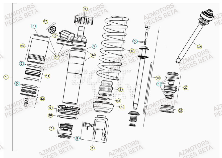 Amortisseur AZMOTORS PiÃ¨ces Beta RR 4T 480 Enduro - (2022)