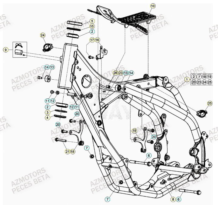 Chassis AZMOTORS PiÃ¨ces Beta RR 4T 480 Enduro - (2022)