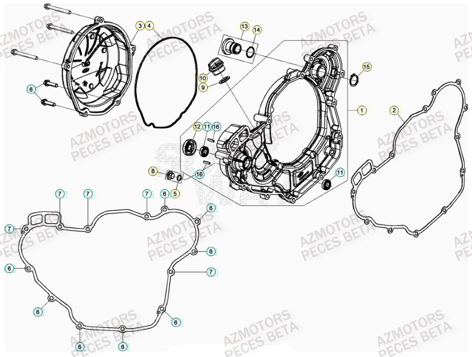 Couvercle Embrayage AZMOTORS PiÃ¨ces Beta RR 4T 480 Enduro - (2022)