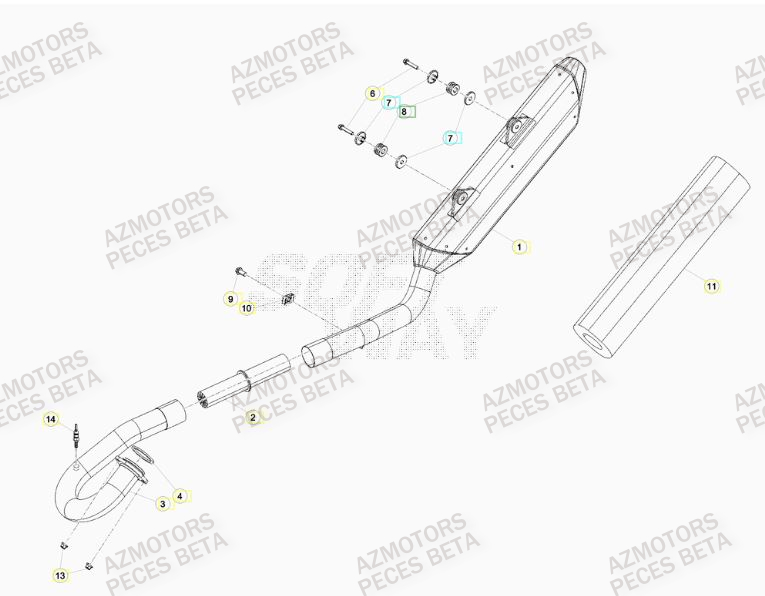 Echappement AZMOTORS PiÃ¨ces BETA RR 4T 480 RACING - (2016)


