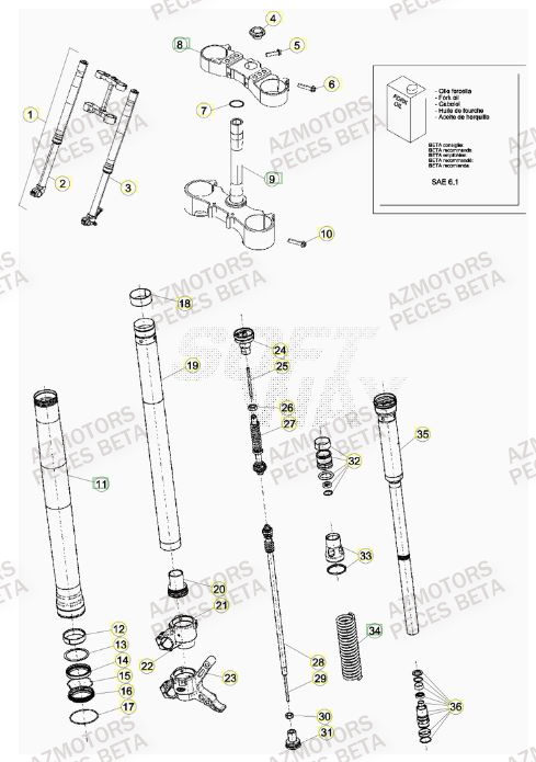 Fourche AZMOTORS PiÃ¨ces BETA RR 4T 480 RACING - (2016)

