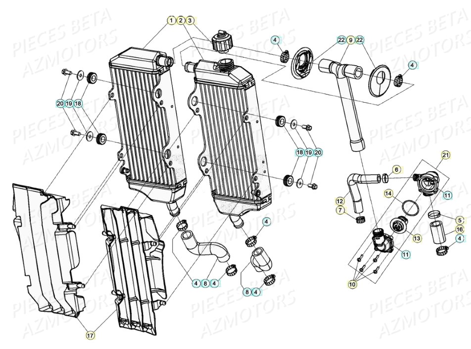 Radiateur AZMOTORS PiÃ¨ces BETA RR 4T RACING 480 - (2020)

