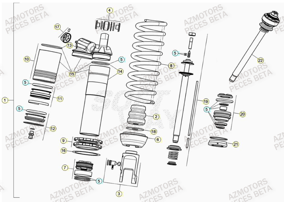 Amortisseur AZMOTORS PiÃ¨ces BETA RR 4T RACING 480 - (2021)

