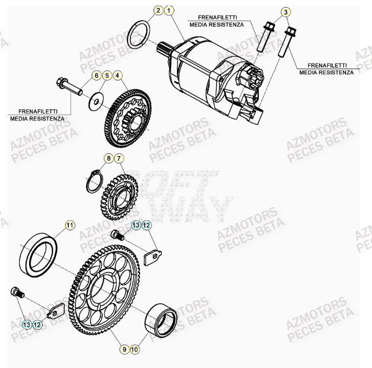Demarreur AZMOTORS PiÃ¨ces BETA RR 4T RACING 480 - (2021)

