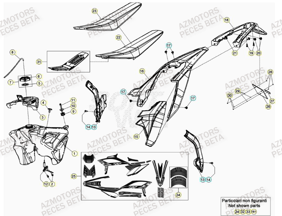 AUTOCOLLANT JANTES RR RACING - BETA pour CARENAGE ARRIERE de RR 480 RACING 22