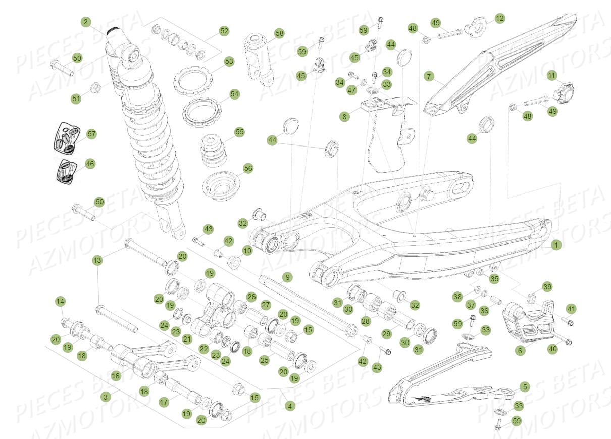 Amortisseur Bras Oscillant AZMOTORS PiÃ¨ces Beta RR 4T 400 Enduro - 2011