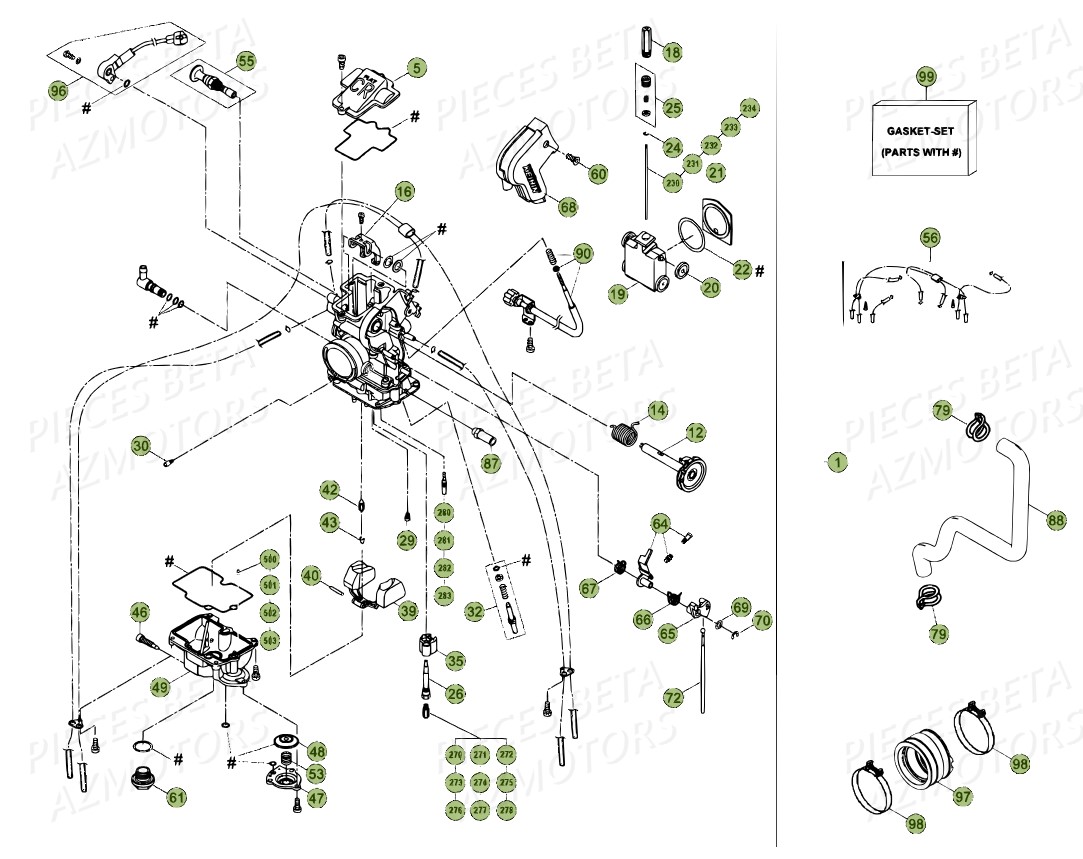 Carburateur Rr 400 AZMOTORS PiÃ¨ces Beta RR 4T 400 Enduro - 2011