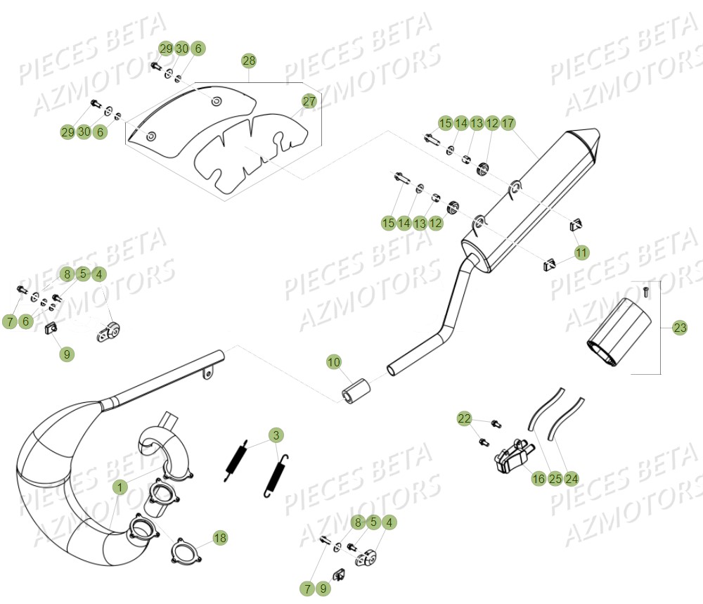 Echappement 50 Rr AZMOTORS PiÃ¨ces Beta RR 50 SPORT - 2018